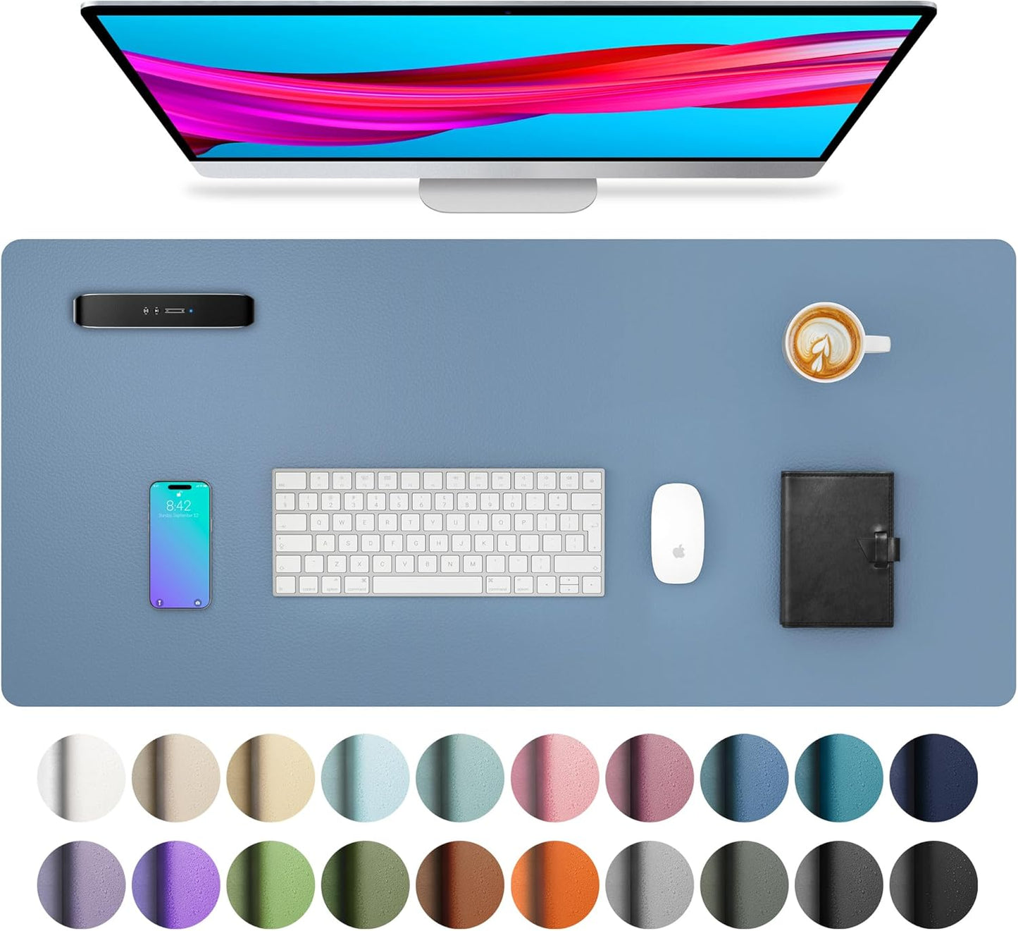 Leather Desk Pad Protector, Mouse Pad, Office Desk Mat, Non-Slip PU Leather Desk Blotter, Laptop Desk Pad, Waterproof Desk Writing Pad for Office and Home (Dark Pink, 23.6" X 13.7")