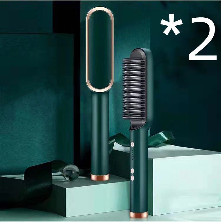 2 - in - 1 Hair Straightener & Hot Comb – Negative Ion Curling Iron Electric Hair Brush for Smooth, Frizz - Free Styling - Treasure Mementos