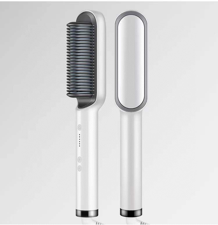2 - in - 1 Hair Straightener & Hot Comb – Negative Ion Curling Iron Electric Hair Brush for Smooth, Frizz - Free Styling - Treasure Mementos