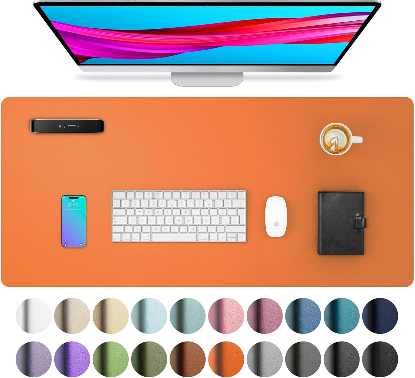 Leather Desk Pad Protector, Mouse Pad, Office Desk Mat, Non-Slip PU Leather Desk Blotter, Laptop Desk Pad, Waterproof Desk Writing Pad for Office and Home (Dark Pink, 23.6" X 13.7")