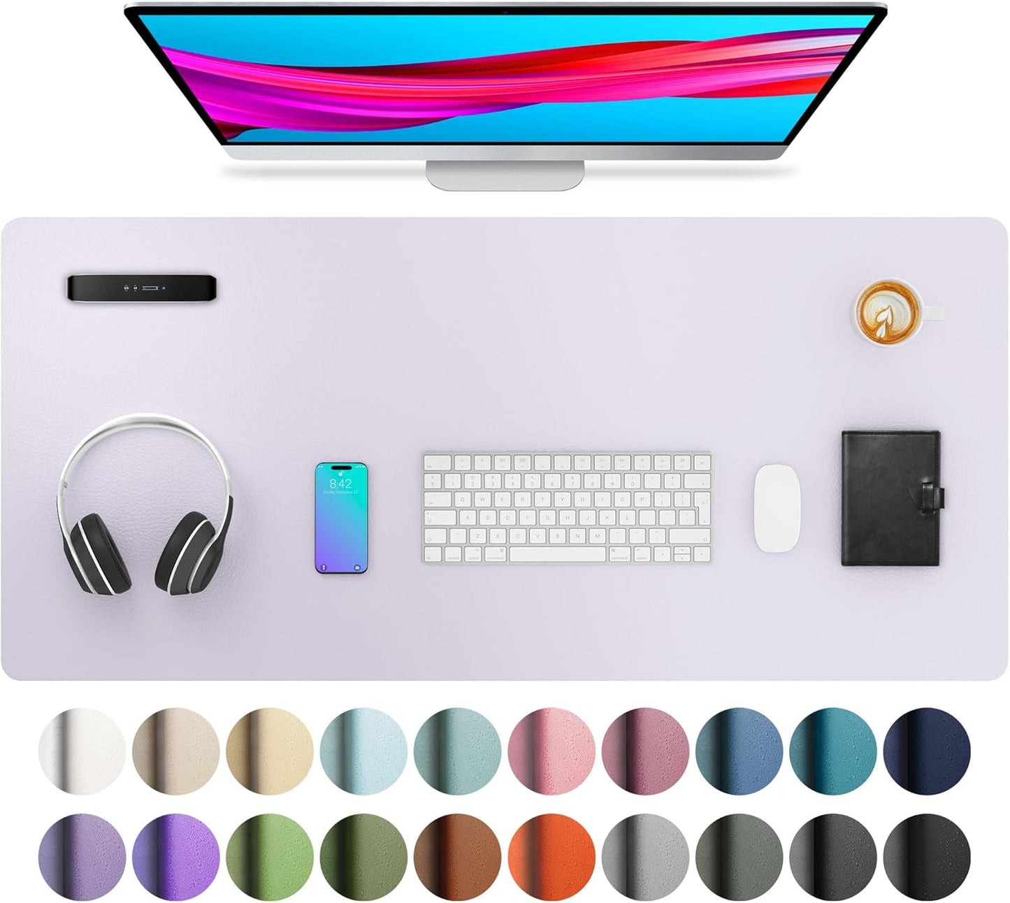 Leather Desk Pad Protector, Mouse Pad, Office Desk Mat, Non-Slip PU Leather Desk Blotter, Laptop Desk Pad, Waterproof Desk Writing Pad for Office and Home (Dark Pink, 23.6" X 13.7")