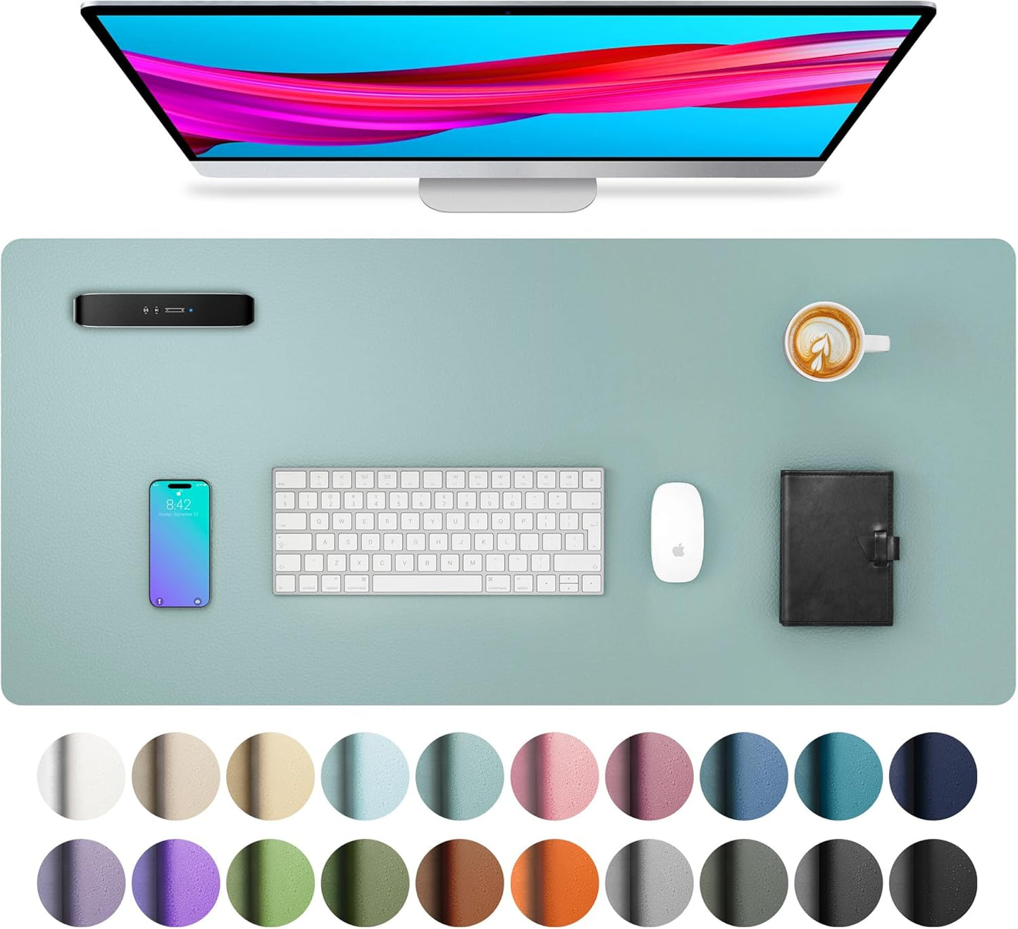 Leather Desk Pad Protector, Mouse Pad, Office Desk Mat, Non-Slip PU Leather Desk Blotter, Laptop Desk Pad, Waterproof Desk Writing Pad for Office and Home (Dark Pink, 23.6" X 13.7")