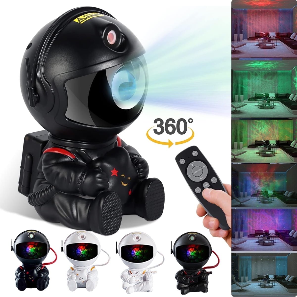 Astronaut Star Galaxy Projector, 360° Rotating Starry Sky Ceiling Led Night Light with Remote, for Kids Bedroom Party Decoration Lights (Black Guitar Model) - Treasure Mementos