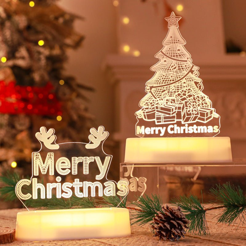 Christmas Decoration 3D Lamp Acrylic LED Night Lights New Year Valentines Day Christmas Kids Gift Christmas Ornaments - Treasure Mementos