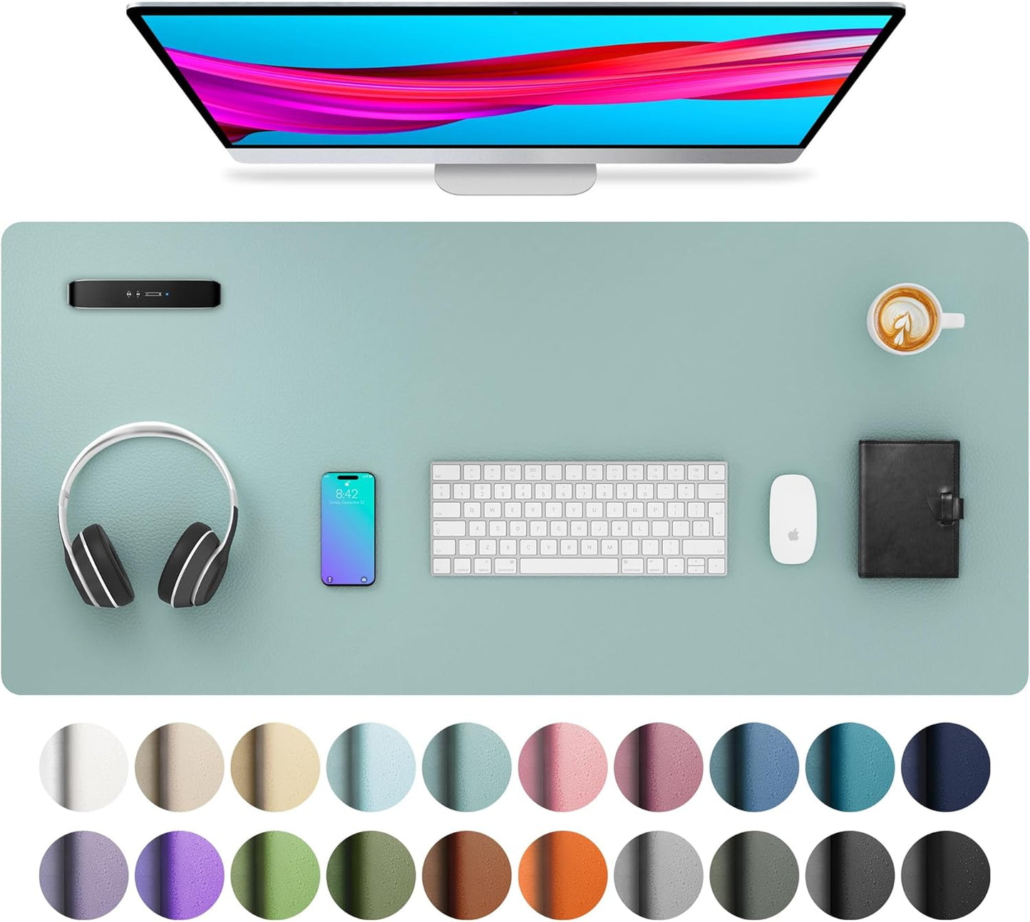 Leather Desk Pad Protector, Mouse Pad, Office Desk Mat, Non-Slip PU Leather Desk Blotter, Laptop Desk Pad, Waterproof Desk Writing Pad for Office and Home (Dark Pink, 23.6" X 13.7")