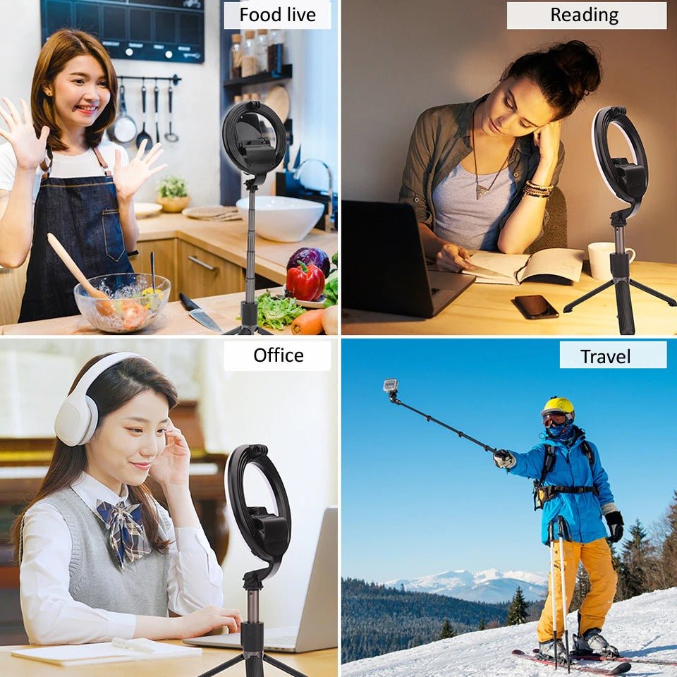 Portable 4 - in - 1 Selfie Stick with Tripod & LED - Treasure Mementos