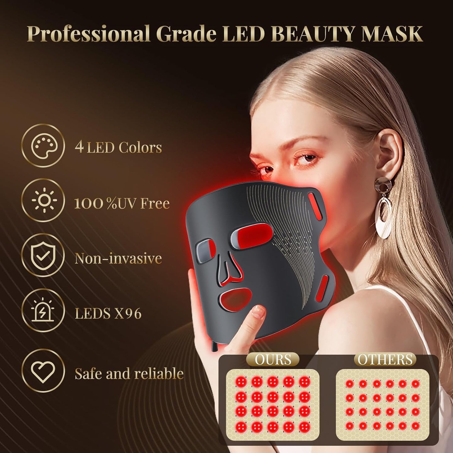 Red Light Therapy Mask – LED Facial Device for Wrinkle Reduction & Skin Tightening - Treasure Mementos