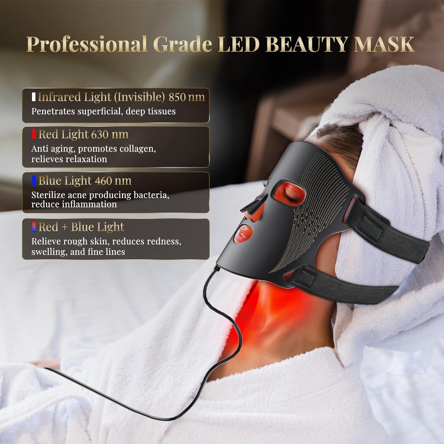 Red Light Therapy Mask – LED Facial Device for Wrinkle Reduction & Skin Tightening - Treasure Mementos