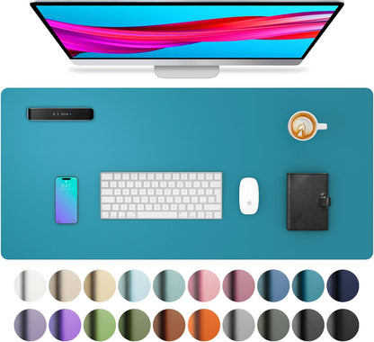Leather Desk Pad Protector, Mouse Pad, Office Desk Mat, Non-Slip PU Leather Desk Blotter, Laptop Desk Pad, Waterproof Desk Writing Pad for Office and Home (Dark Pink, 23.6" X 13.7")