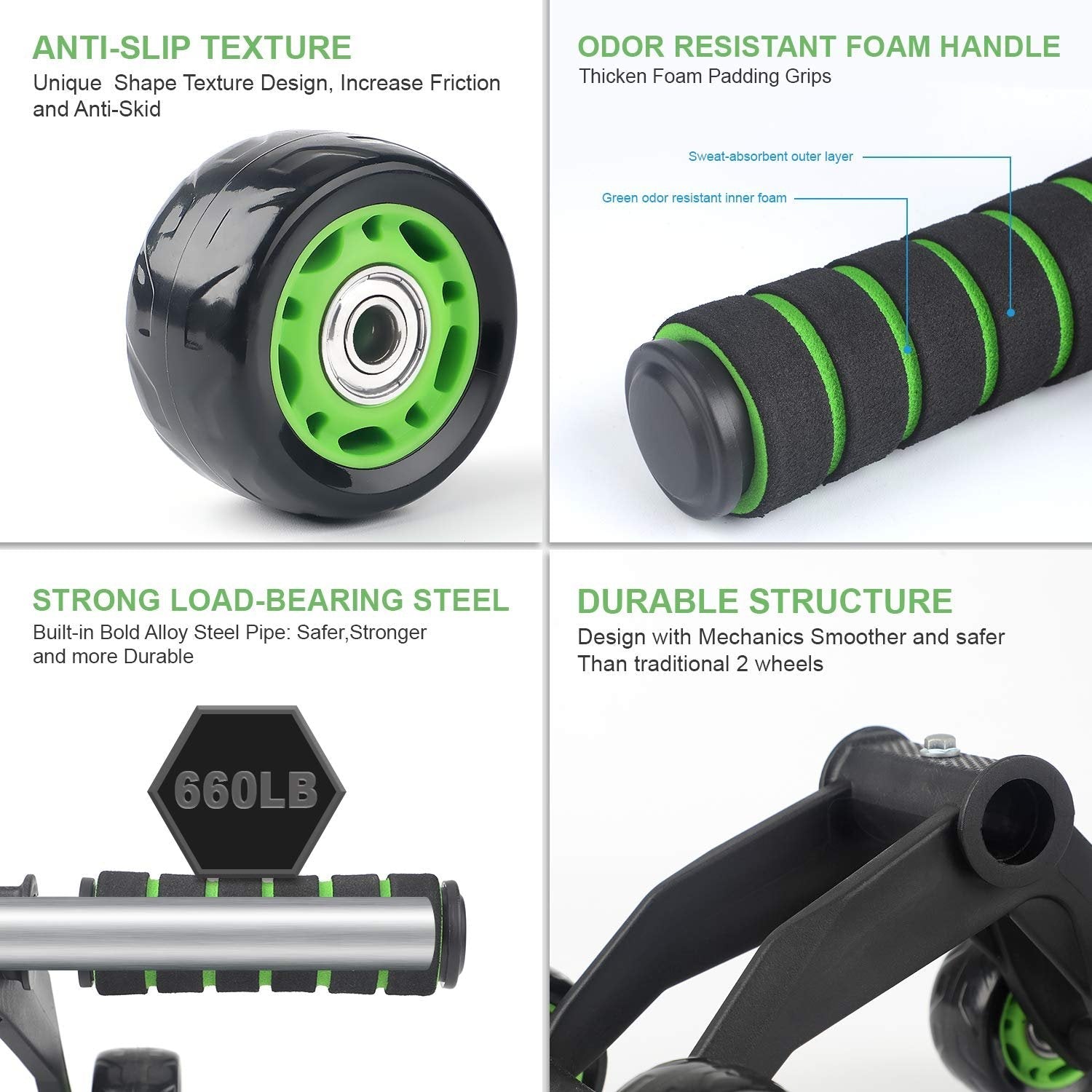 10 - in - 1 Ab Wheel Roller Kit with Bands & Push Up Bars - Treasure Mementos