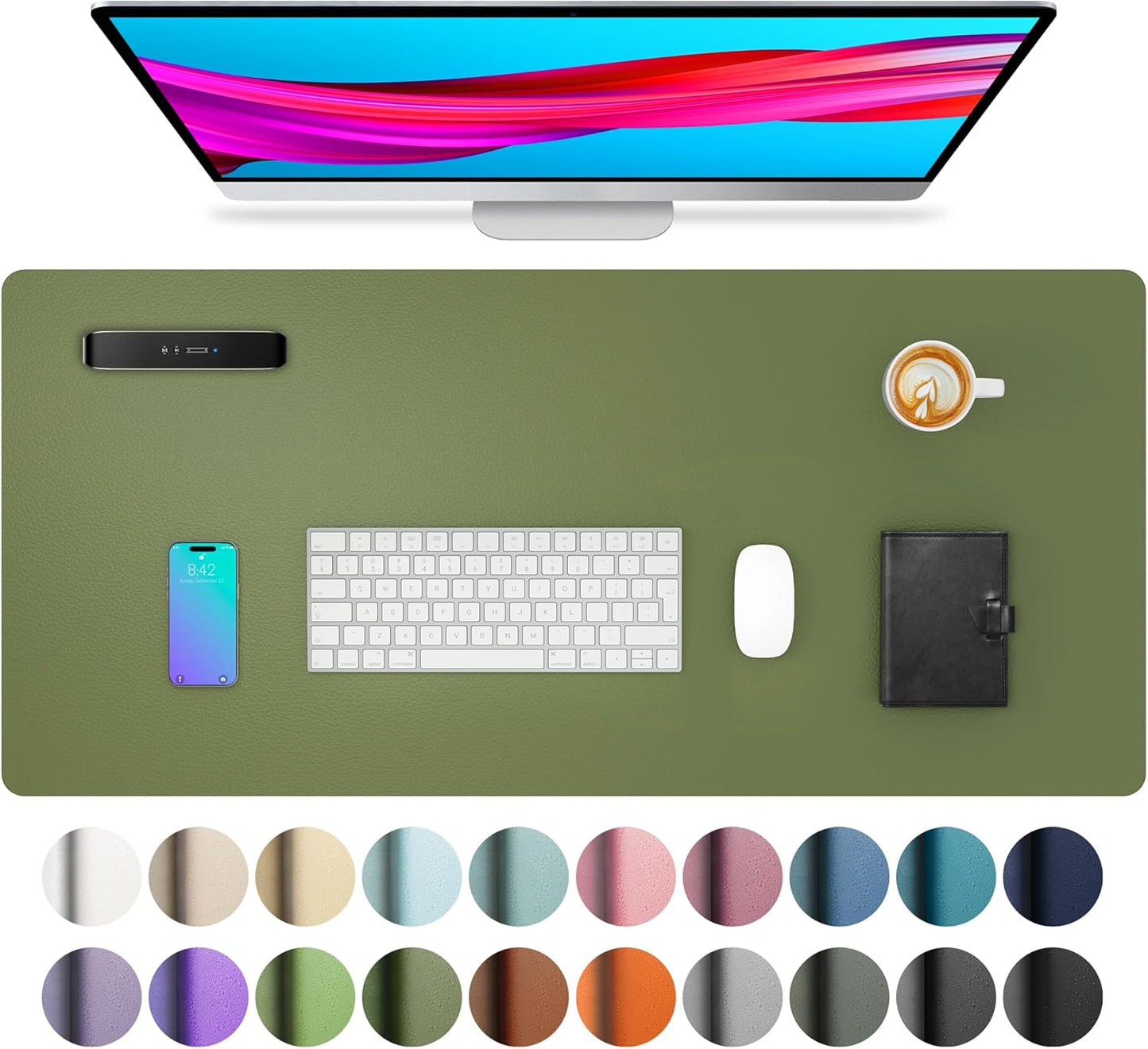 Leather Desk Pad Protector, Mouse Pad, Office Desk Mat, Non-Slip PU Leather Desk Blotter, Laptop Desk Pad, Waterproof Desk Writing Pad for Office and Home (Dark Pink, 23.6" X 13.7")