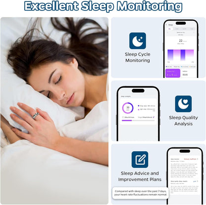 Smart Health Ring – Sleep, Heart & Fitness Tracker, Waterproof, 7-Day Battery