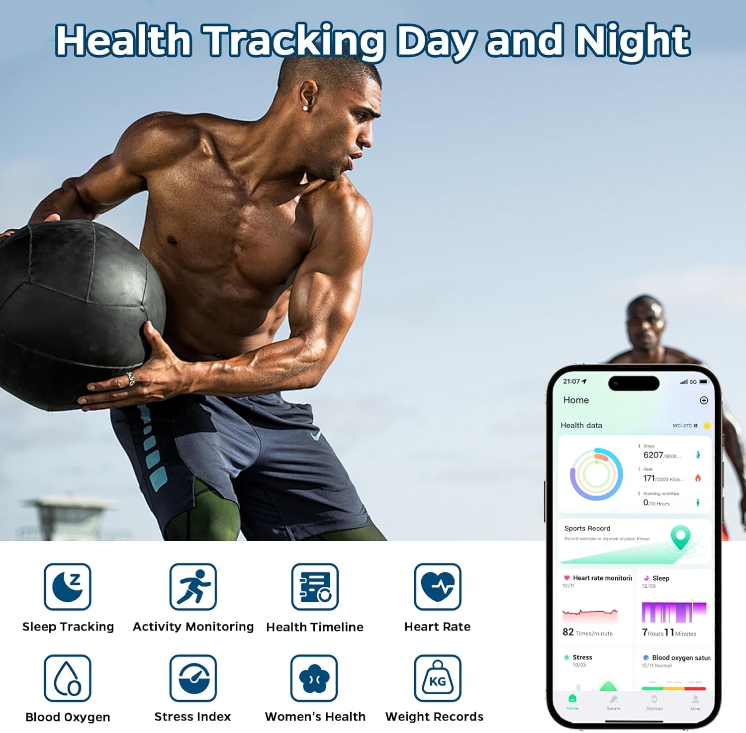 Smart Health Ring – Sleep, Heart & Fitness Tracker, Waterproof, 7-Day Battery