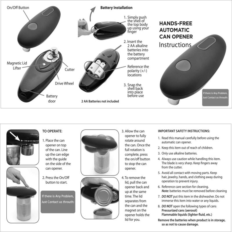 Electric Can Opener – One-Touch Automatic Opener for Cans, Jars & Bottles