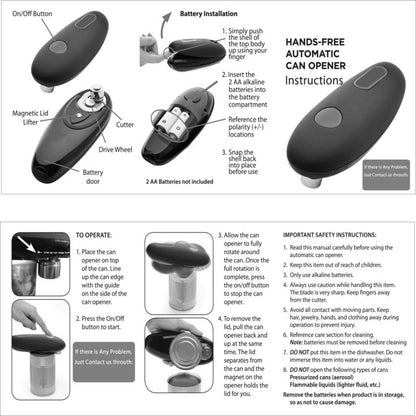 Electric Can Opener – One-Touch Automatic Opener for Cans, Jars & Bottles