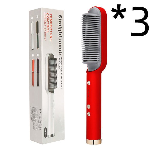 2 - in - 1 Hair Straightener & Hot Comb – Negative Ion Curling Iron Electric Hair Brush for Smooth, Frizz - Free Styling - Treasure Mementos
