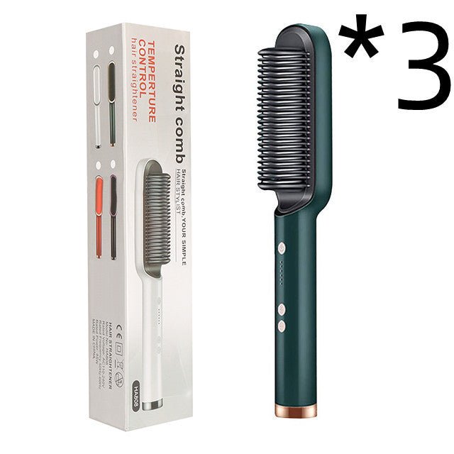 2 - in - 1 Hair Straightener & Hot Comb – Negative Ion Curling Iron Electric Hair Brush for Smooth, Frizz - Free Styling - Treasure Mementos