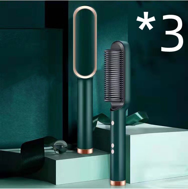 2 - in - 1 Hair Straightener & Hot Comb – Negative Ion Curling Iron Electric Hair Brush for Smooth, Frizz - Free Styling - Treasure Mementos