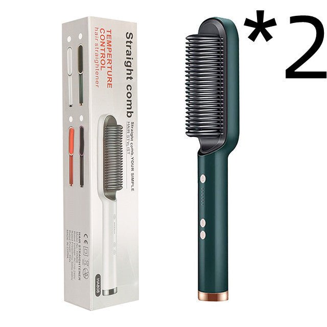 2 - in - 1 Hair Straightener & Hot Comb – Negative Ion Curling Iron Electric Hair Brush for Smooth, Frizz - Free Styling - Treasure Mementos