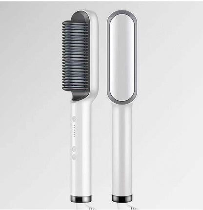 2 - in - 1 Hair Straightener & Hot Comb – Negative Ion Curling Iron Electric Hair Brush for Smooth, Frizz - Free Styling - Treasure Mementos