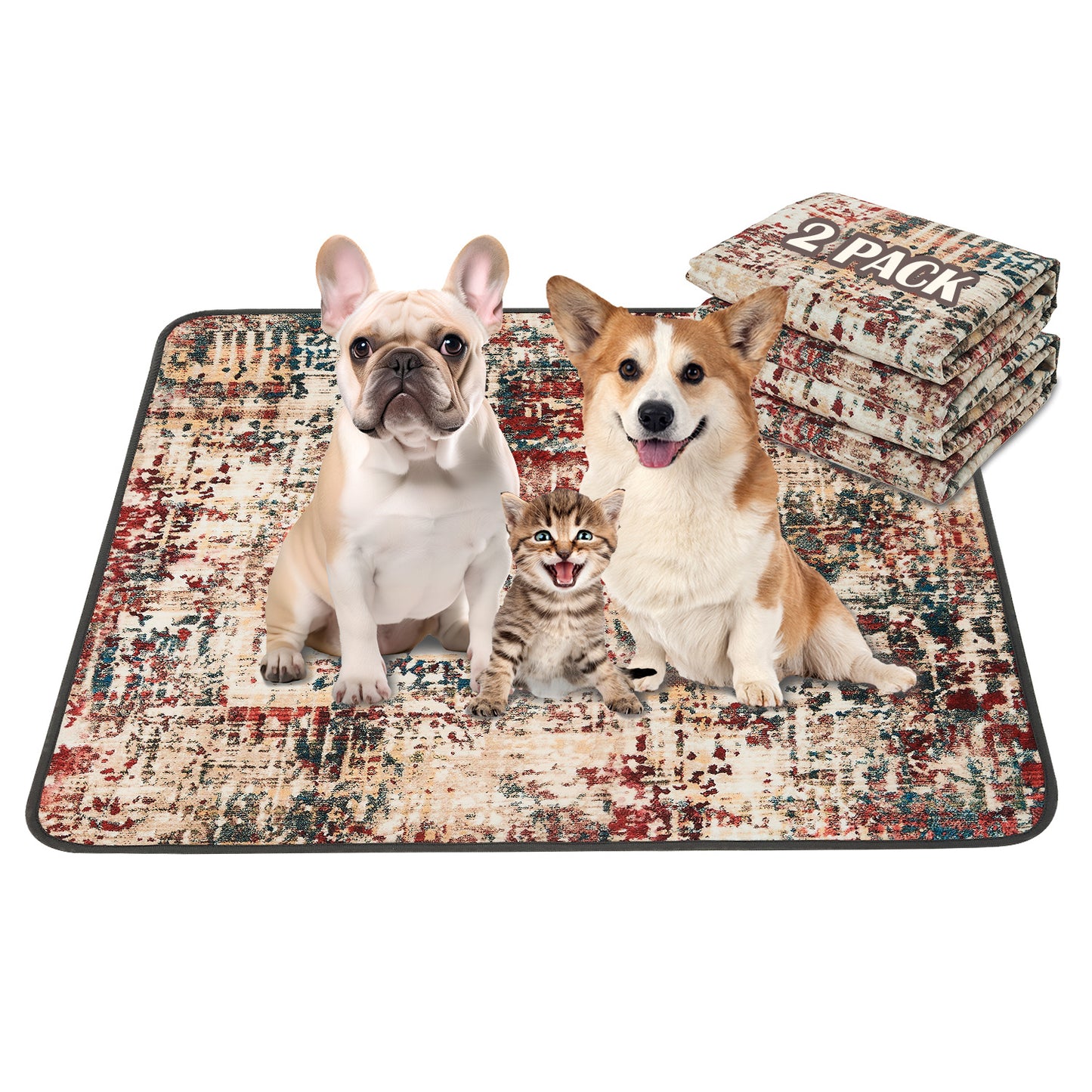 2 Pack Reusable Puppy Pads Super Absorbent Leakproof Dog Training Pads