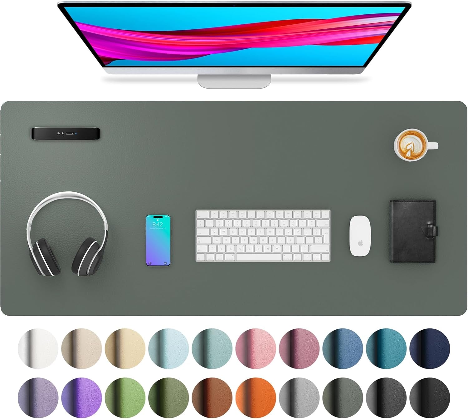 Leather Desk Pad Protector, Mouse Pad, Office Desk Mat, Non-Slip PU Leather Desk Blotter, Laptop Desk Pad, Waterproof Desk Writing Pad for Office and Home (Dark Pink, 23.6" X 13.7")
