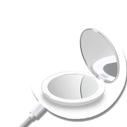 Rechargeable LED Handheld Makeup Mirror – Portable Beauty Light