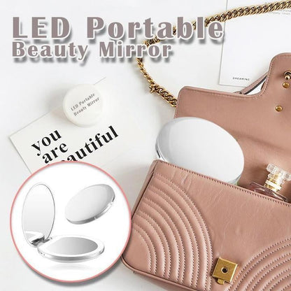 Rechargeable LED Handheld Makeup Mirror – Portable Beauty Light