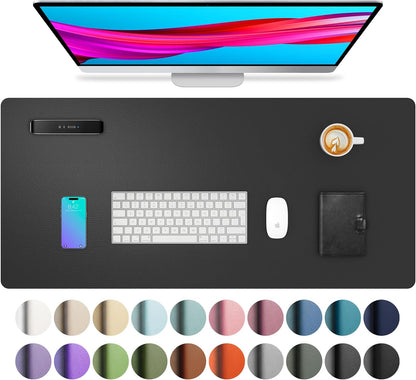 Leather Desk Pad Protector, Mouse Pad, Office Desk Mat, Non-Slip PU Leather Desk Blotter, Laptop Desk Pad, Waterproof Desk Writing Pad for Office and Home (Dark Pink, 23.6" X 13.7")