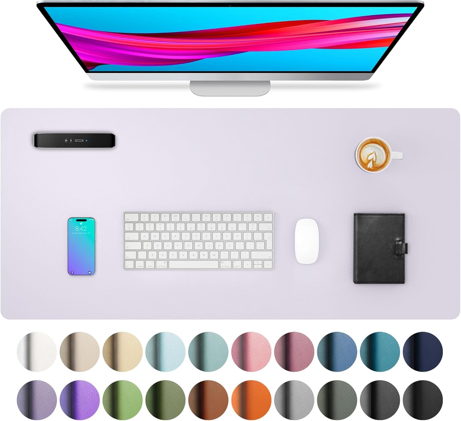 Leather Desk Pad Protector, Mouse Pad, Office Desk Mat, Non-Slip PU Leather Desk Blotter, Laptop Desk Pad, Waterproof Desk Writing Pad for Office and Home (Dark Pink, 23.6" X 13.7")