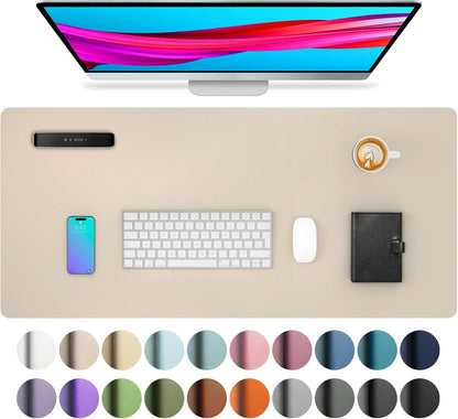 Leather Desk Pad Protector, Mouse Pad, Office Desk Mat, Non-Slip PU Leather Desk Blotter, Laptop Desk Pad, Waterproof Desk Writing Pad for Office and Home (Dark Pink, 23.6" X 13.7")