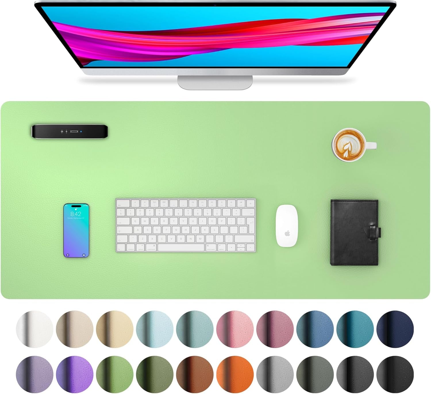 Leather Desk Pad Protector, Mouse Pad, Office Desk Mat, Non-Slip PU Leather Desk Blotter, Laptop Desk Pad, Waterproof Desk Writing Pad for Office and Home (Dark Pink, 23.6" X 13.7")