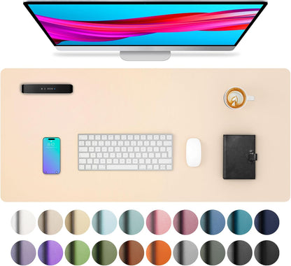 Leather Desk Pad Protector, Mouse Pad, Office Desk Mat, Non-Slip PU Leather Desk Blotter, Laptop Desk Pad, Waterproof Desk Writing Pad for Office and Home (Dark Pink, 23.6" X 13.7")