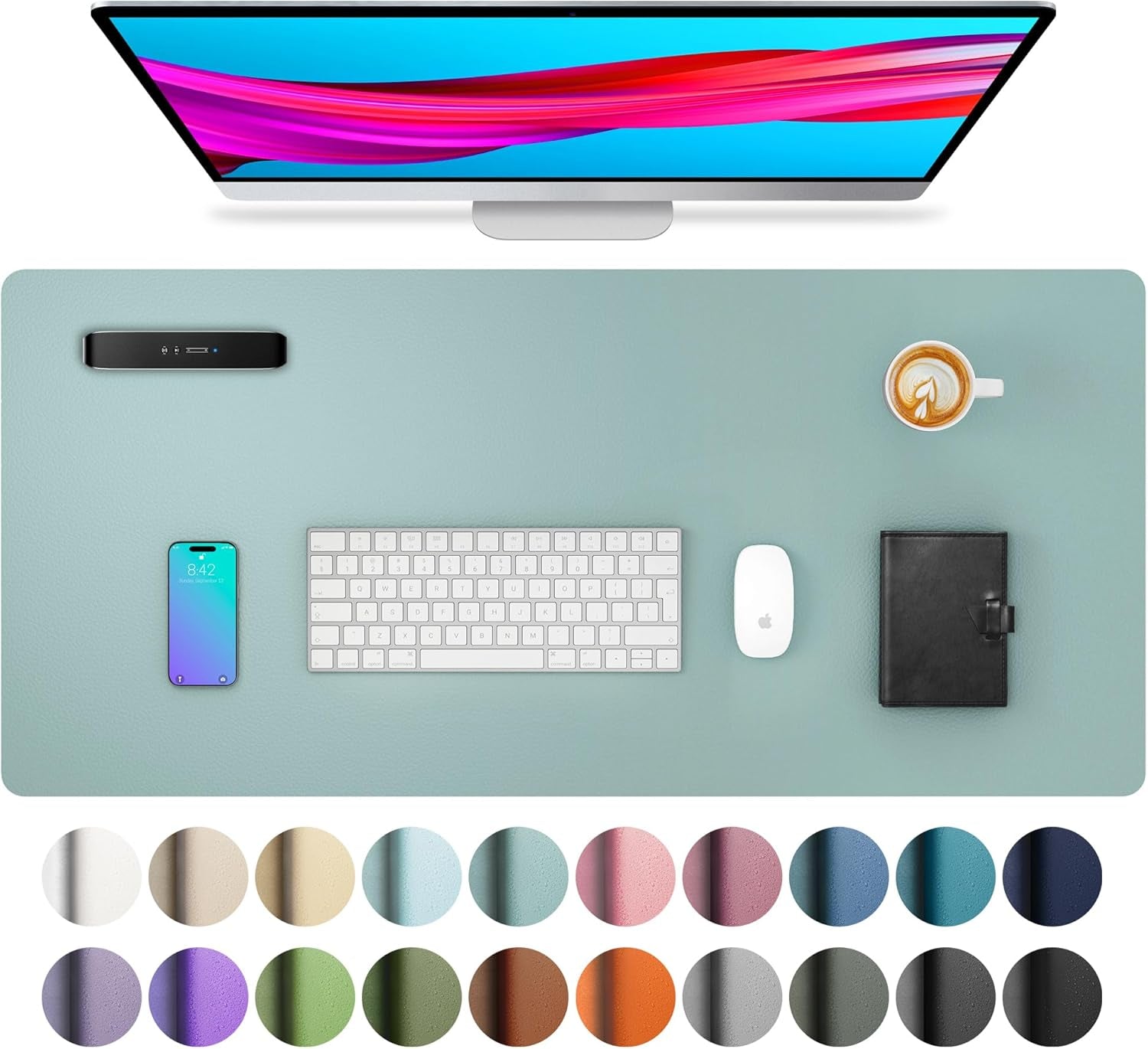 Leather Desk Pad Protector, Mouse Pad, Office Desk Mat, Non-Slip PU Leather Desk Blotter, Laptop Desk Pad, Waterproof Desk Writing Pad for Office and Home (Dark Pink, 23.6" X 13.7")