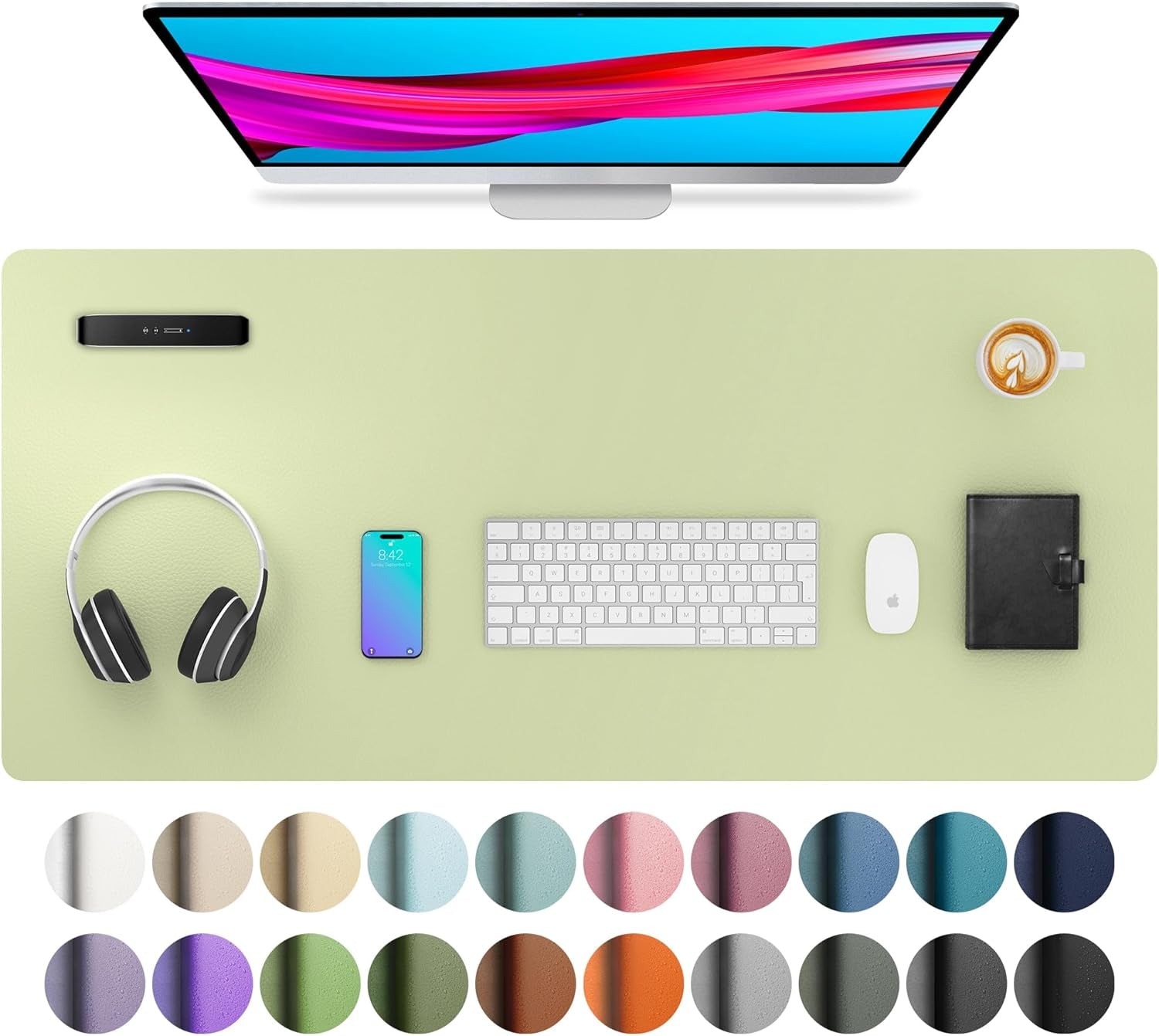 Leather Desk Pad Protector, Mouse Pad, Office Desk Mat, Non-Slip PU Leather Desk Blotter, Laptop Desk Pad, Waterproof Desk Writing Pad for Office and Home (Dark Pink, 23.6" X 13.7")