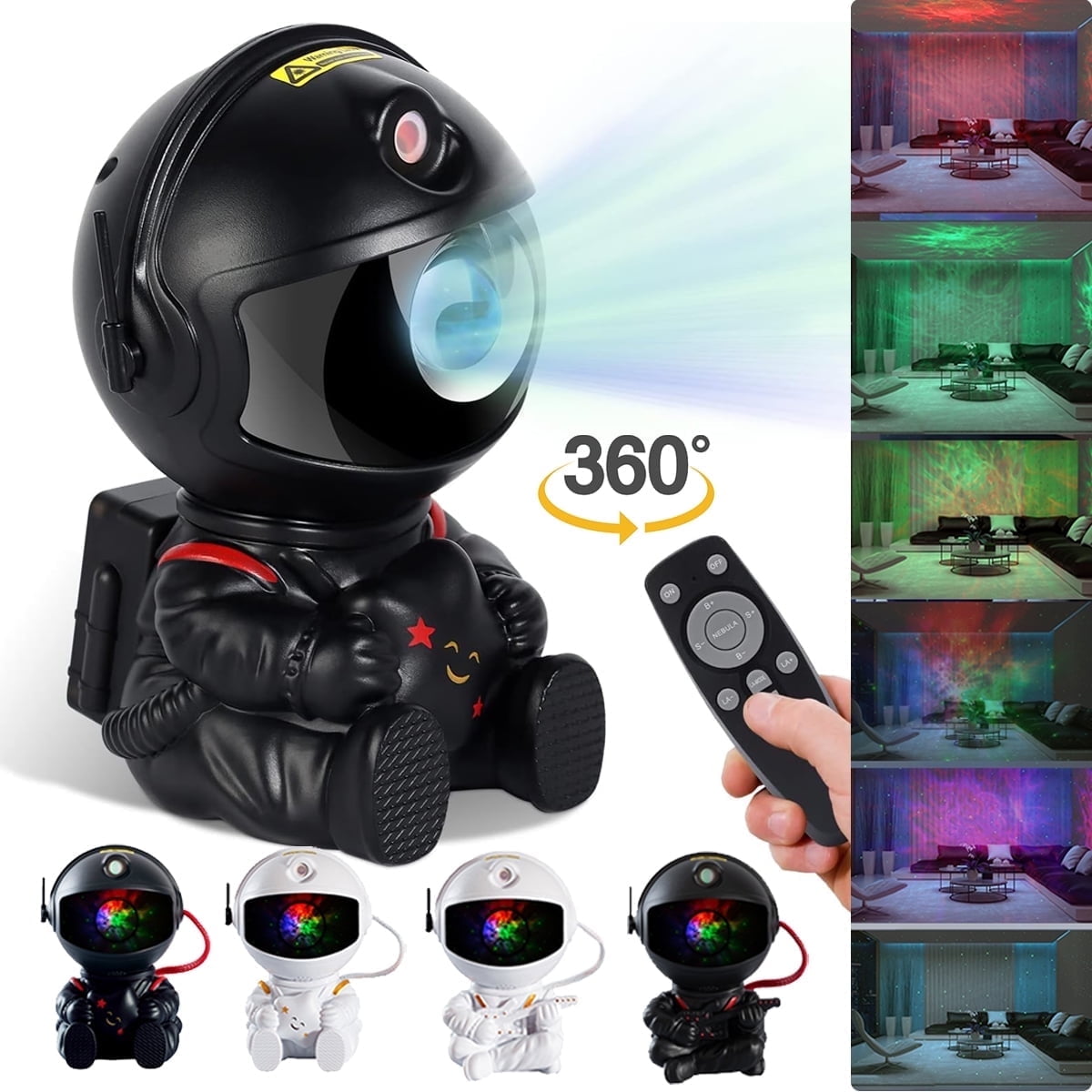 Astronaut Star Galaxy Projector, 360° Rotating Starry Sky Ceiling Led Night Light with Remote, for Kids Bedroom Party Decoration Lights (Black Guitar Model)