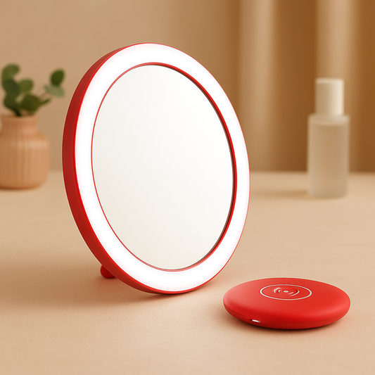 Rechargeable LED Handheld Makeup Mirror – Portable Beauty Light