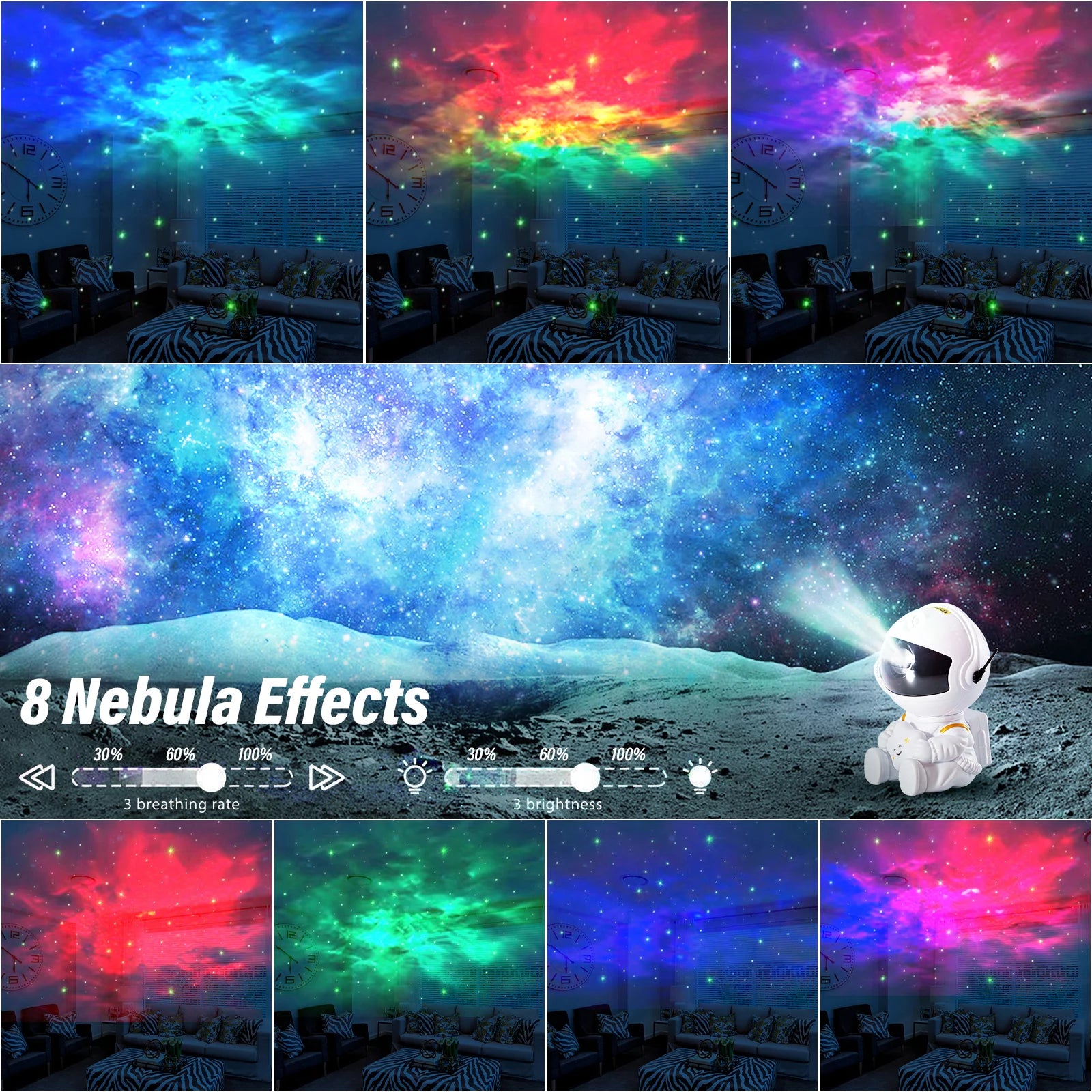 Astronaut Star Galaxy Projector, 360° Rotating Starry Sky Ceiling Led Night Light with Remote, for Kids Bedroom Party Decoration Lights (Black Guitar Model)