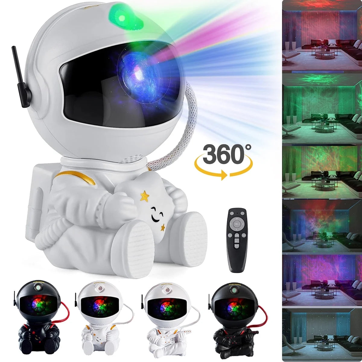 Astronaut Star Galaxy Projector, 360° Rotating Starry Sky Ceiling Led Night Light with Remote, for Kids Bedroom Party Decoration Lights (Black Guitar Model)
