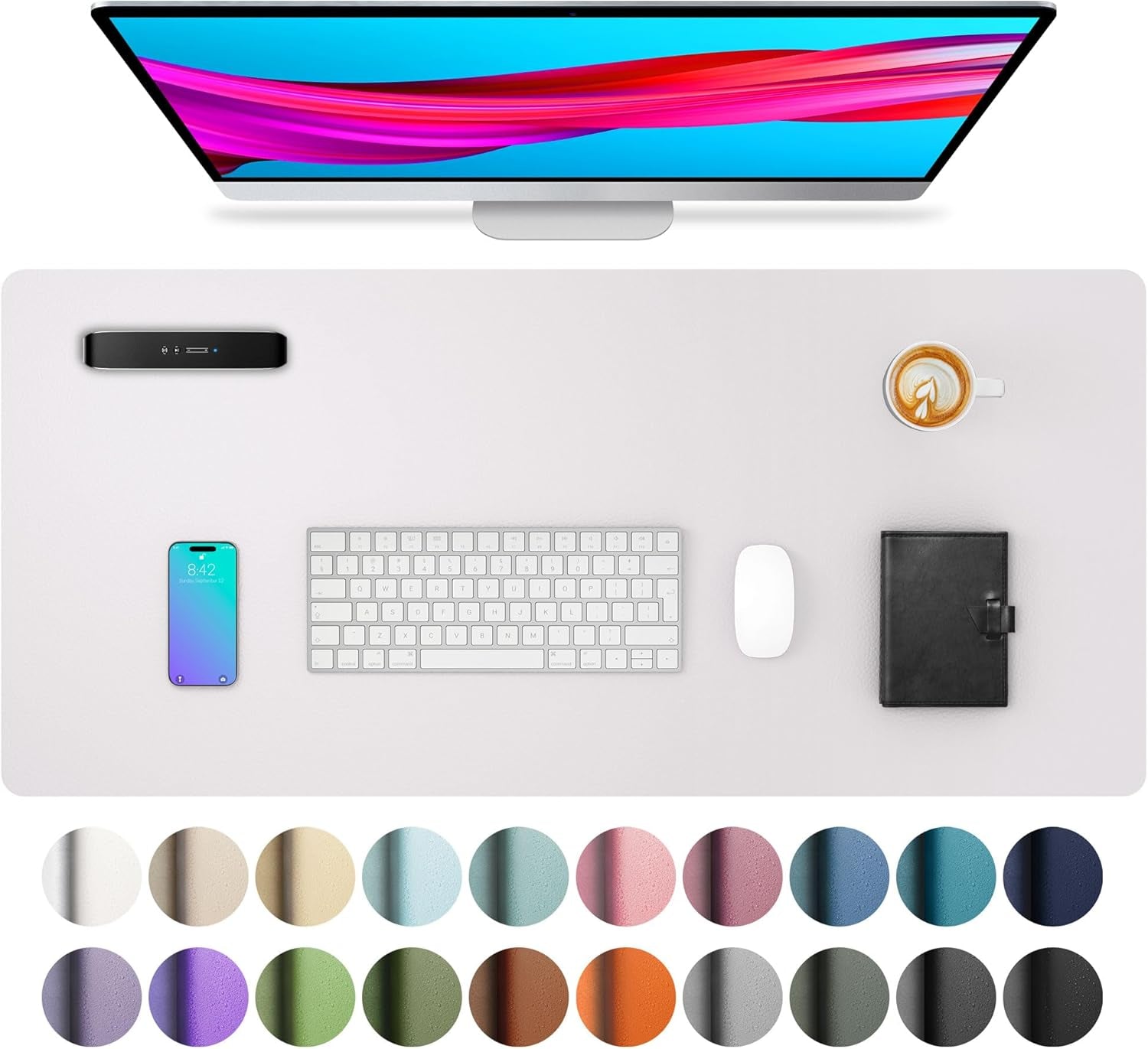 Leather Desk Pad Protector, Mouse Pad, Office Desk Mat, Non-Slip PU Leather Desk Blotter, Laptop Desk Pad, Waterproof Desk Writing Pad for Office and Home (Dark Pink, 23.6" X 13.7")