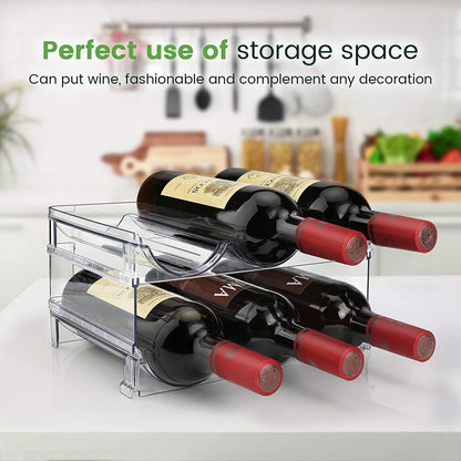 Cabinet Water/ Wine Bottle Organizer Set – 2 Pack Stackable Storage Racks for Kitchen, Pantry & Countertop, Space - Saving Water Bottle Holder - Treasure Mementos