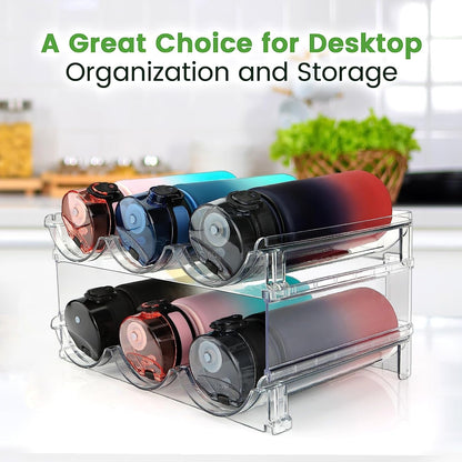 Cabinet Water/ Wine Bottle Organizer Set – 2 Pack Stackable Storage Racks for Kitchen, Pantry & Countertop, Space - Saving Water Bottle Holder - Treasure Mementos