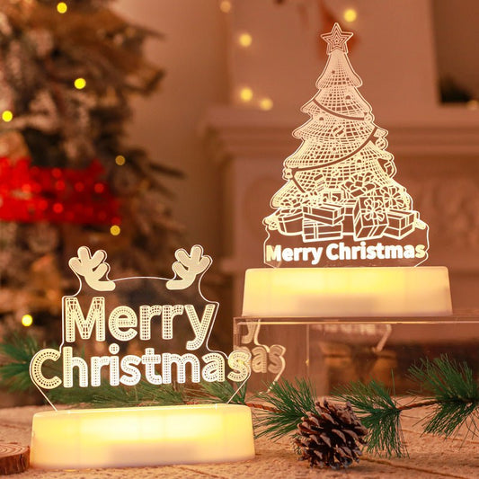 Christmas Decoration 3D Lamp Acrylic LED Night Lights New Year Valentines Day Christmas Kids Gift Christmas Ornaments - Treasure Mementos