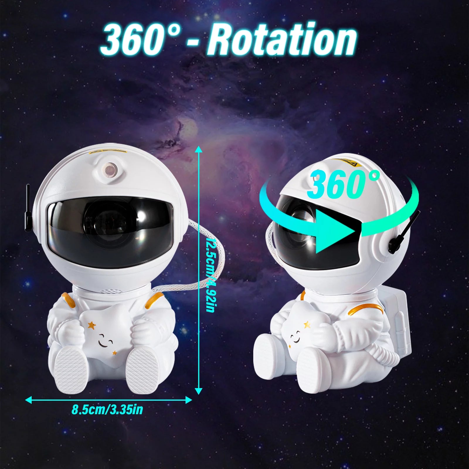 Astronaut Star Galaxy Projector, 360° Rotating Starry Sky Ceiling Led Night Light with Remote, for Kids Bedroom Party Decoration Lights (Black Guitar Model)