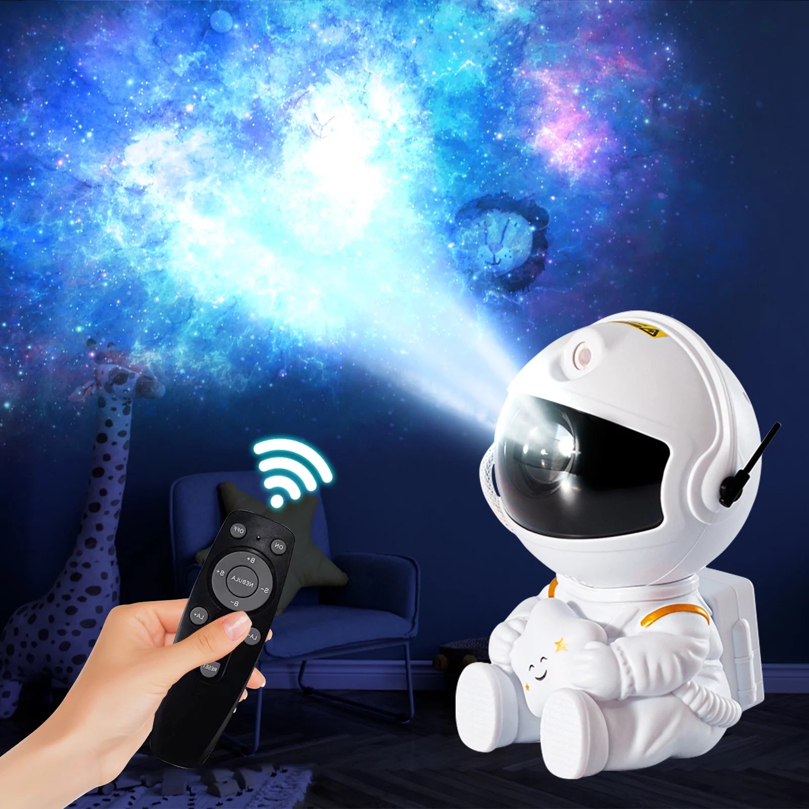 Astronaut Star Galaxy Projector, 360° Rotating Starry Sky Ceiling Led Night Light with Remote, for Kids Bedroom Party Decoration Lights (Black Guitar Model)