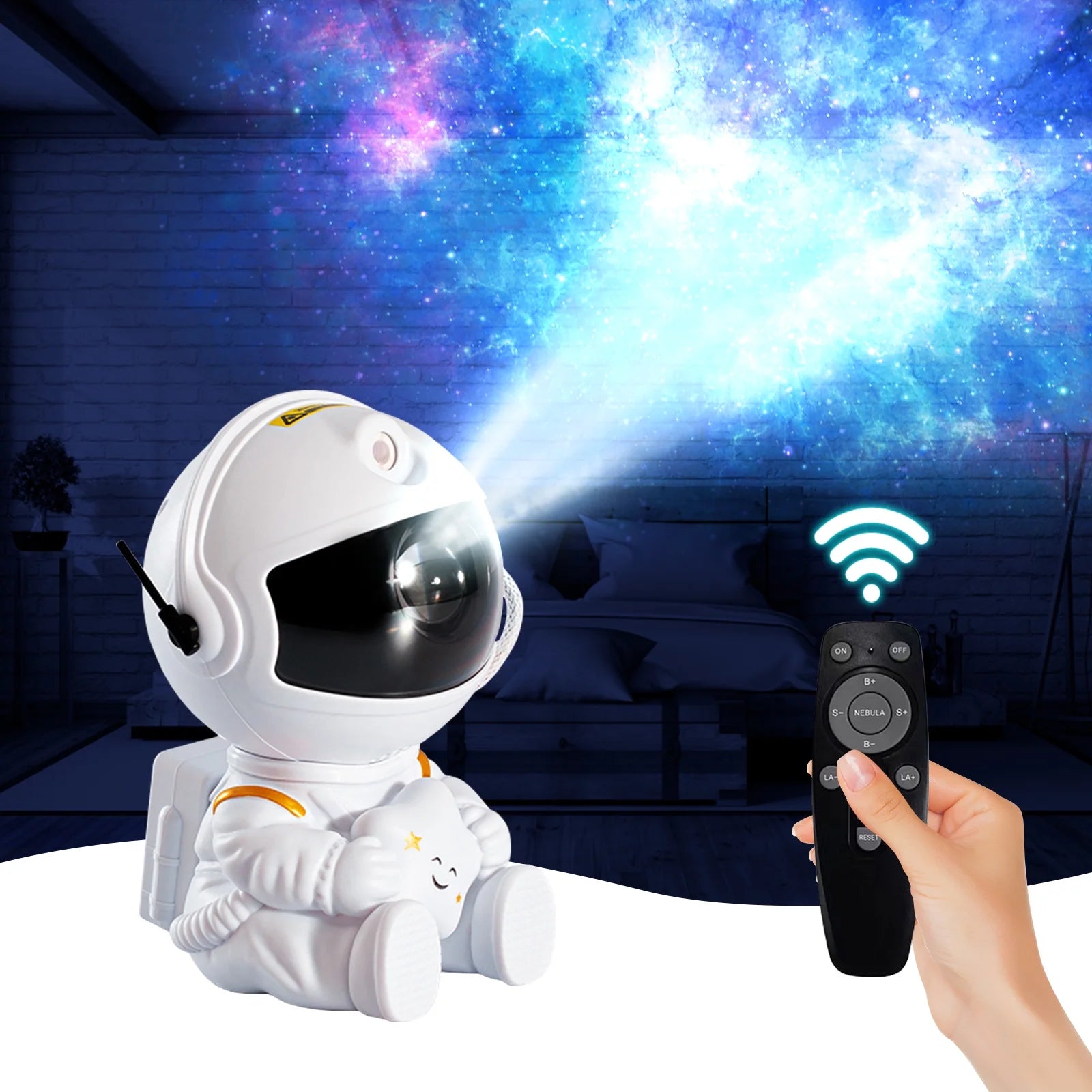Astronaut Star Galaxy Projector, 360° Rotating Starry Sky Ceiling Led Night Light with Remote, for Kids Bedroom Party Decoration Lights (Black Guitar Model)