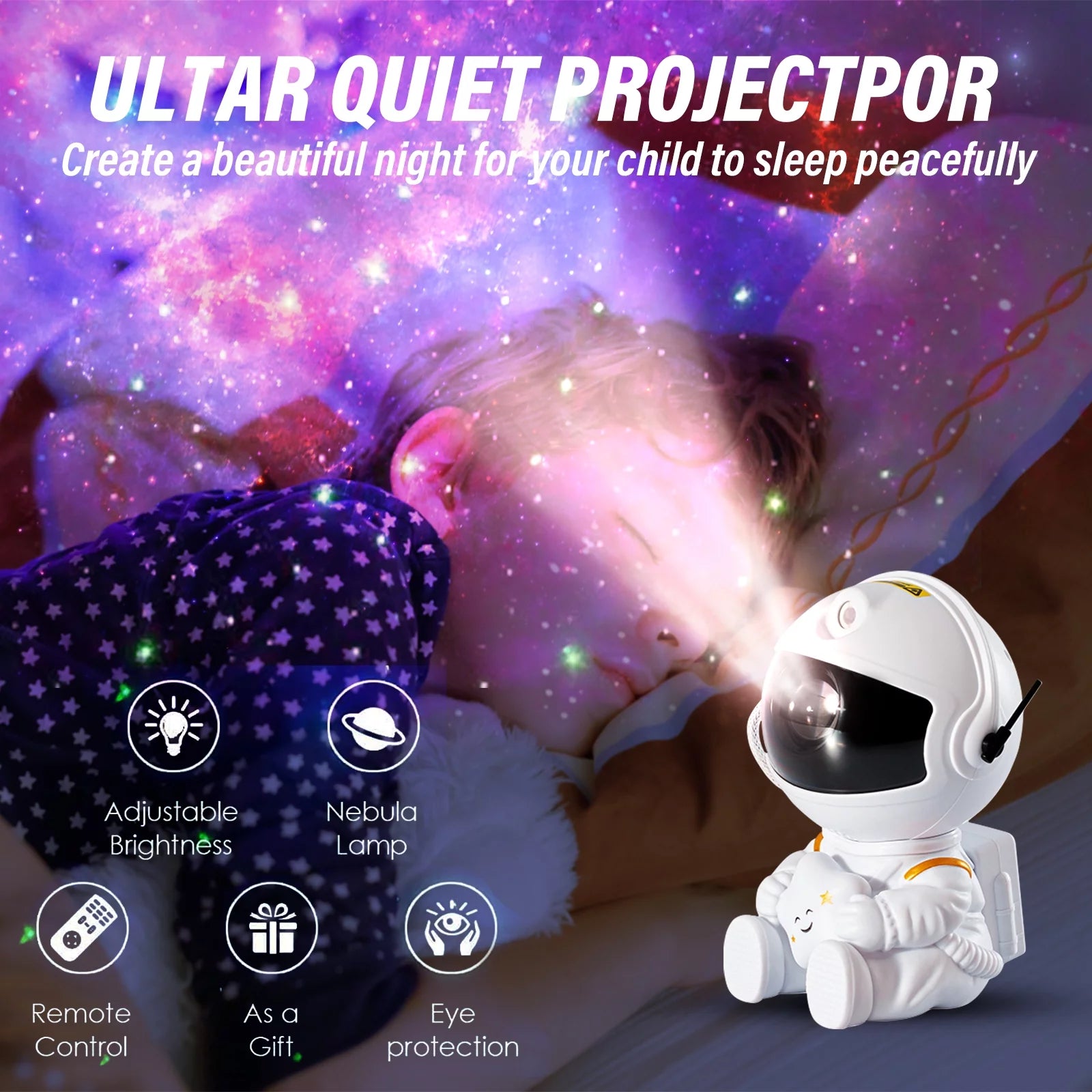 Astronaut Star Galaxy Projector, 360° Rotating Starry Sky Ceiling Led Night Light with Remote, for Kids Bedroom Party Decoration Lights (Black Guitar Model)