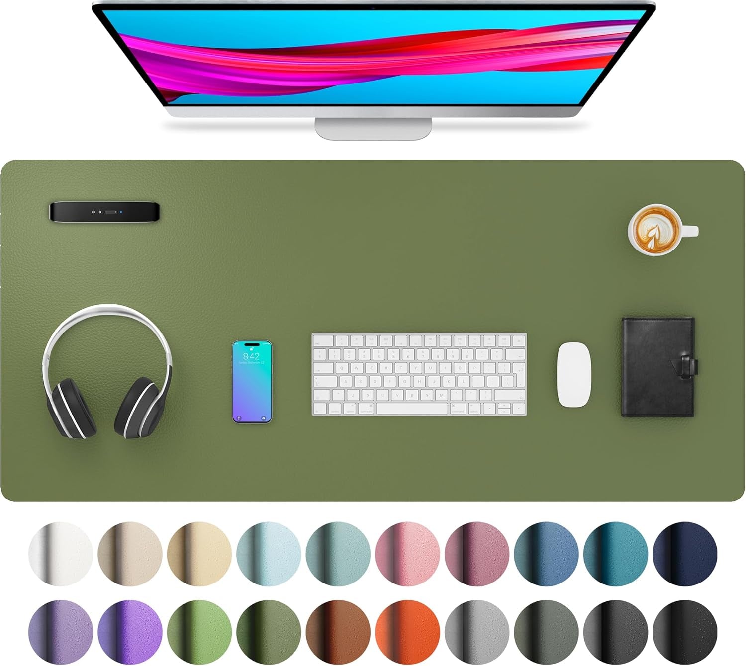 Leather Desk Pad Protector, Mouse Pad, Office Desk Mat, Non-Slip PU Leather Desk Blotter, Laptop Desk Pad, Waterproof Desk Writing Pad for Office and Home (Dark Pink, 23.6" X 13.7")