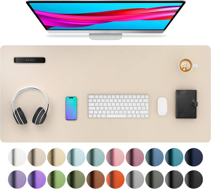 Leather Desk Pad Protector, Mouse Pad, Office Desk Mat, Non-Slip PU Leather Desk Blotter, Laptop Desk Pad, Waterproof Desk Writing Pad for Office and Home (Dark Pink, 23.6" X 13.7")