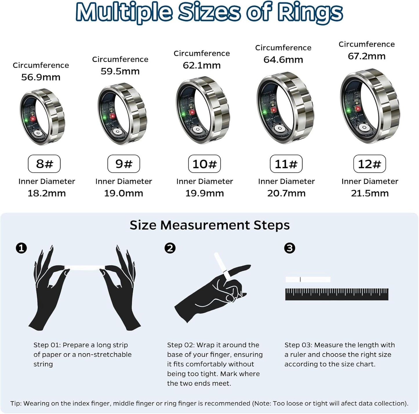 Smart Health Ring – Sleep, Heart & Fitness Tracker, Waterproof, 7-Day Battery